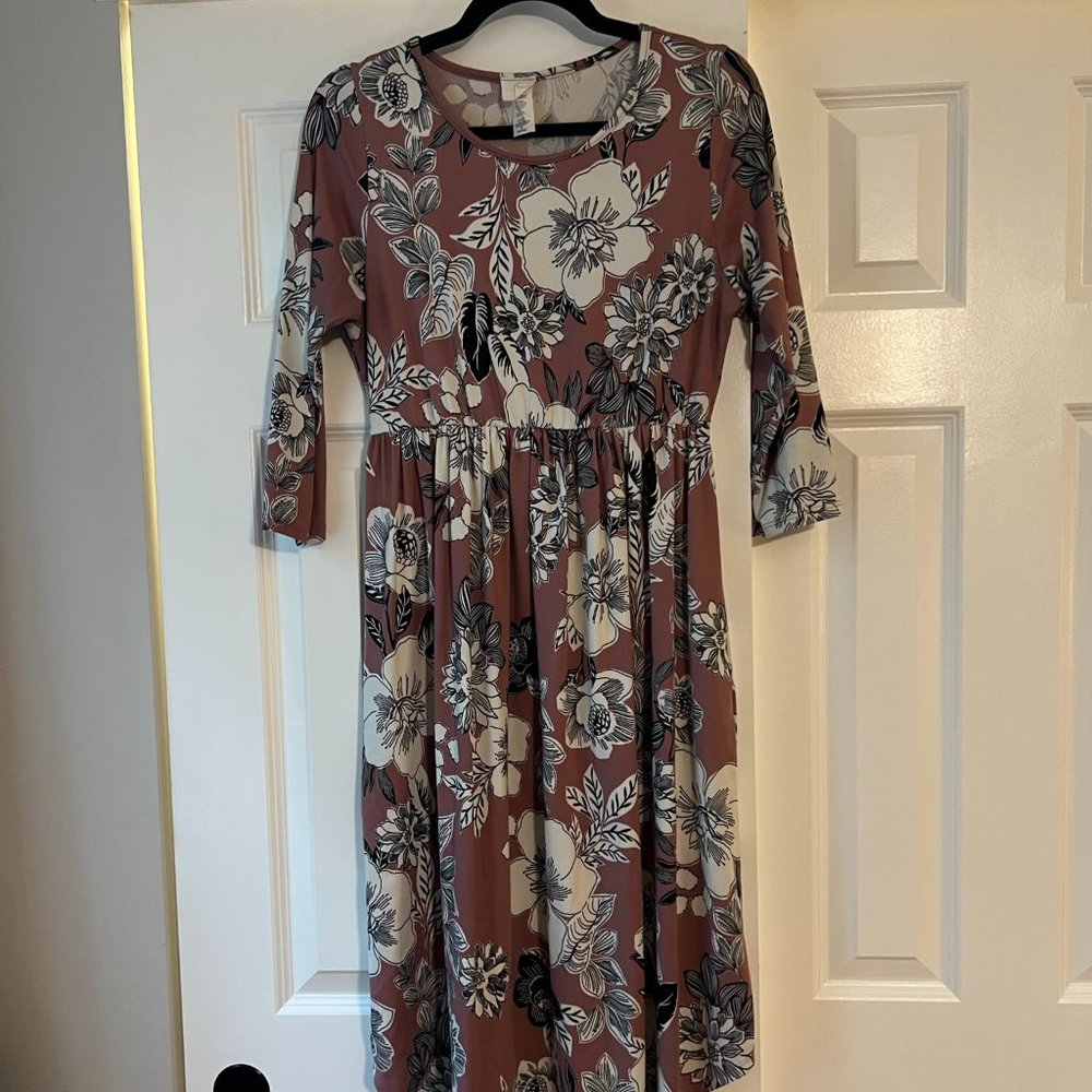 Pink Floral Midi Dress